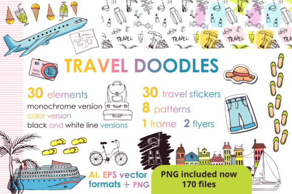 Let’s Travel Doodles Big Set: A Creative Resource for Travel Enthusiasts and Designers