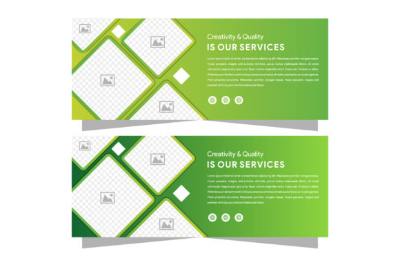 Square Photo Horizontal Banner Gradient for Creative Web Design